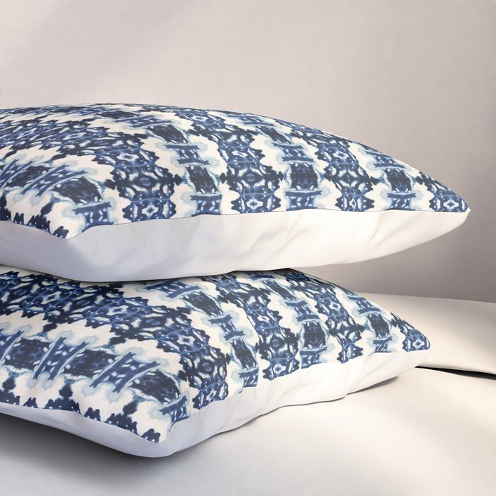 Ornate Blue and White Shibori Pillow Sham Gallery Image 3