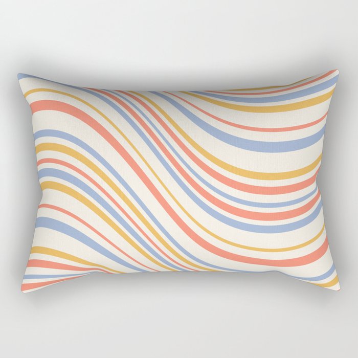 Wavy Stripes XXIII - Retro Summer Rectangular Pillow Gallery Image 2