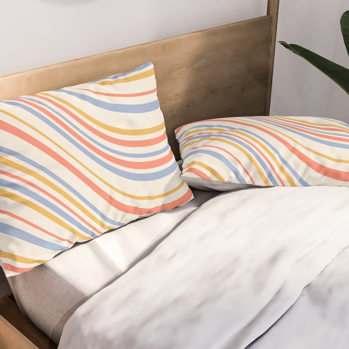 Wavy Stripes XXIII - Retro Summer Pillow Sham Gallery Image 2