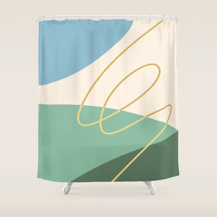 Line Art Scenery 2 Shower Curtain Gallery Image 1