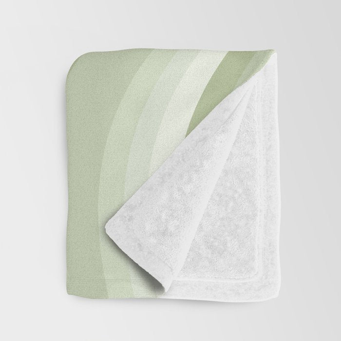 Wavy Stripes XXI - Pastel Natural Green Throw Blanket Gallery Image 3