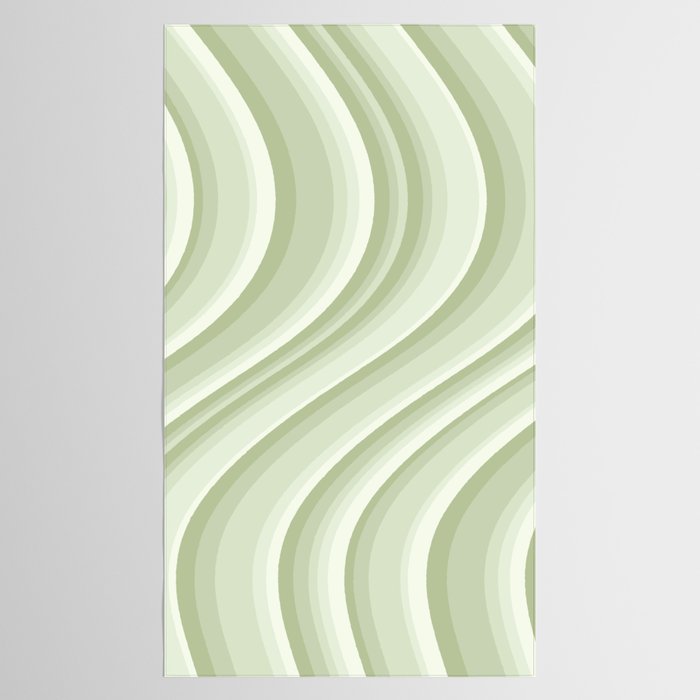 Wavy Stripes XXI - Pastel Natural Green Tablecloth Gallery Image 2