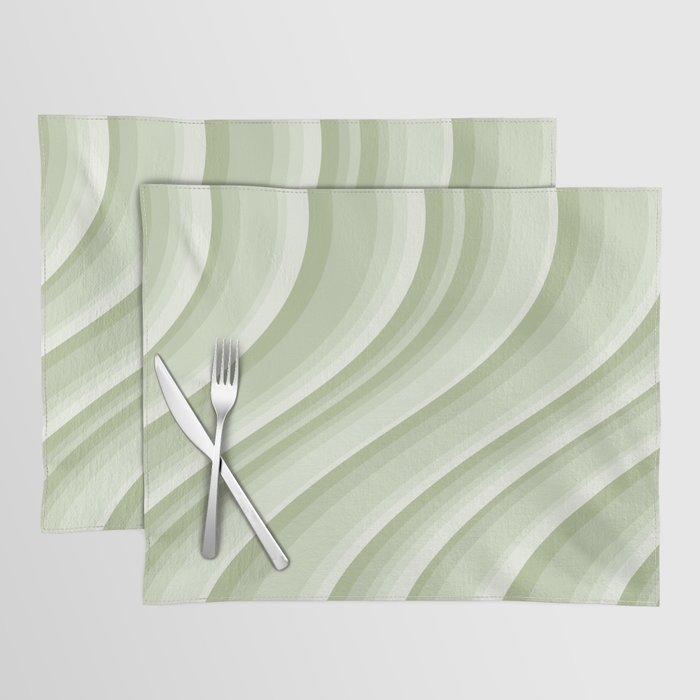 Wavy Stripes XXI - Pastel Natural Green Placemat Gallery Image 1