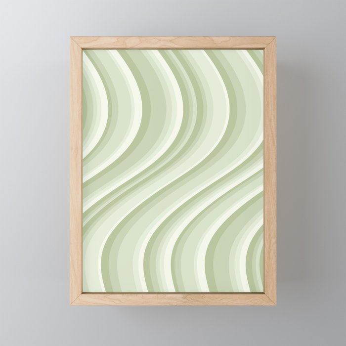 Wavy Stripes XXI - Pastel Natural Green Mini Art Print Gallery Image 1