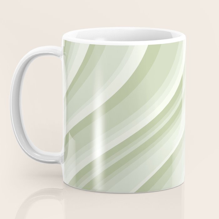 Wavy Stripes XXI - Pastel Natural Green Coffee Mug Gallery Image 3