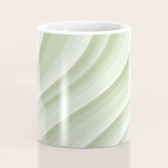 Wavy Stripes XXI - Pastel Natural Green Coffee Mug Gallery Image 4