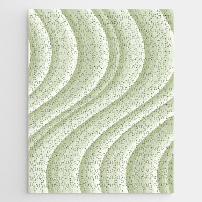 Wavy Stripes XXI - Pastel Natural Green Jigsaw Puzzle Gallery Image 1
