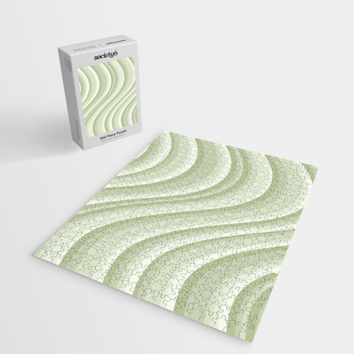 Wavy Stripes XXI - Pastel Natural Green Jigsaw Puzzle Gallery Image 2