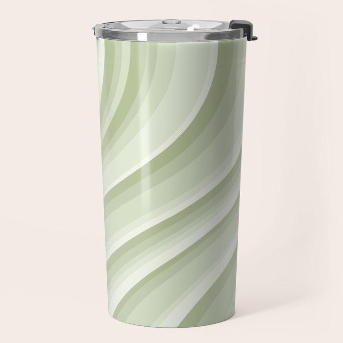 Wavy Stripes XXI - Pastel Natural Green Travel Mug Gallery Image 2