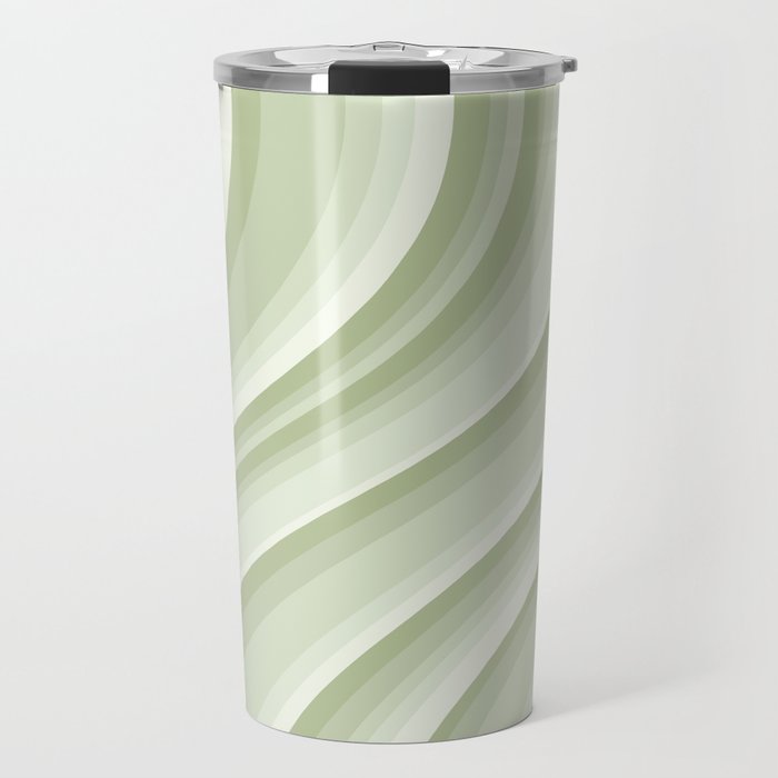 Wavy Stripes XXI - Pastel Natural Green Travel Mug Gallery Image 1