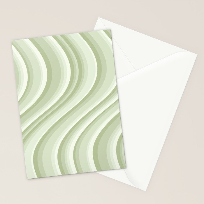 Wavy Stripes XXI - Pastel Natural Green Stationery Card Gallery Image 2