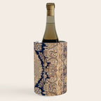 Antique Persian Navy Blue & Gold Beige Kerman Rug Print Wine Chiller Gallery Image 3