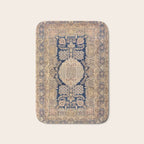 Antique Persian Navy Blue & Gold Beige Kerman Rug Print Bath Mat Gallery Image 1