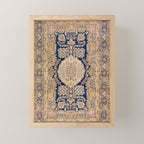 Antique Persian Navy Blue & Gold Beige Kerman Rug Print Mini Art Print Gallery Image 1