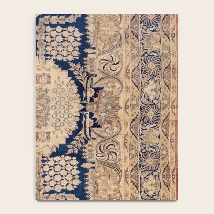 Antique Persian Navy Blue & Gold Beige Kerman Rug Print Notebook Gallery Image 4