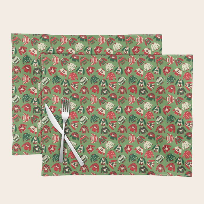 Ugly Christmas Sweaters Pattern Placemat Gallery Image 1