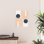 Mid Century Modern Geometric 195 in Navy Blue Orange Poster Gallery Image 2