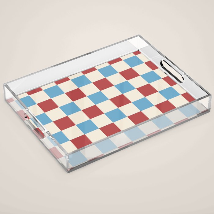 Retro Checkerboard Pattern - Cozy Heirloom Acrylic Tray Gallery Image 1