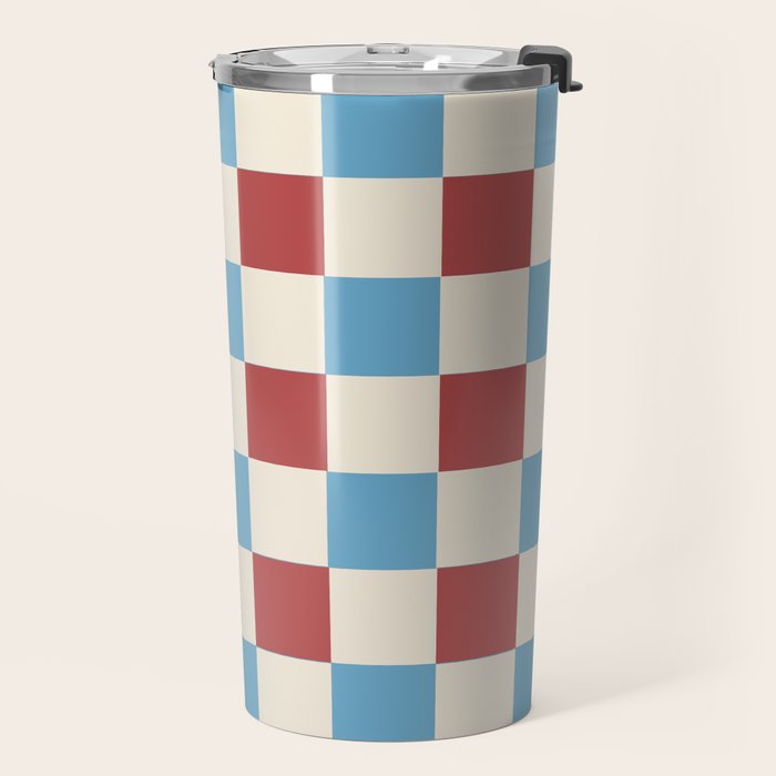 Retro Checkerboard Pattern - Cozy Heirloom Travel Mug Gallery Image 2
