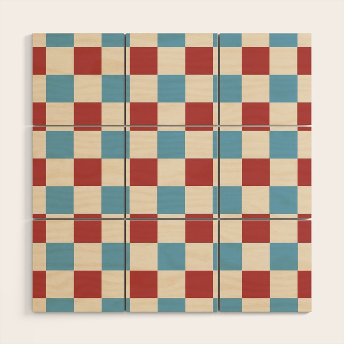 Retro Checkerboard Pattern - Cozy Heirloom Wood Wall Art Gallery Image 1