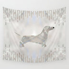 Dachshund dog  - Doxie pearl silhouette Wall Tapestry Gallery Image 4