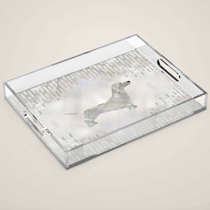 Dachshund dog  - Doxie pearl silhouette Acrylic Tray Gallery Image 1