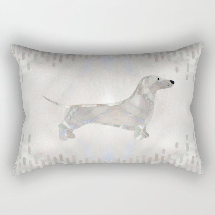 Dachshund dog  - Doxie pearl silhouette Rectangular Pillow Gallery Image 1