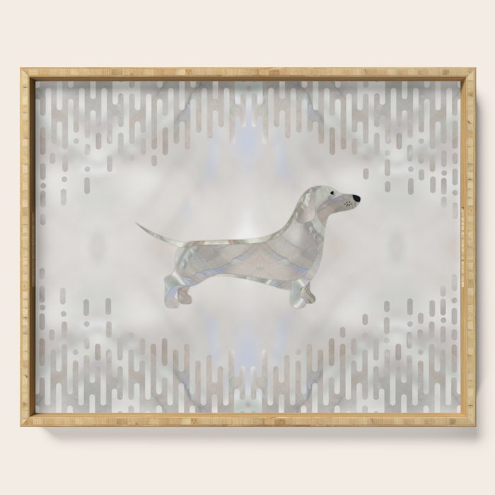 Dachshund dog  - Doxie pearl silhouette Serving Tray Gallery Image 1