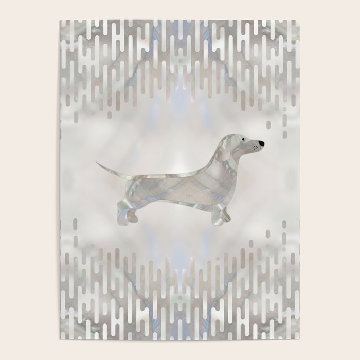 Dachshund dog  - Doxie pearl silhouette Poster Gallery Image 1