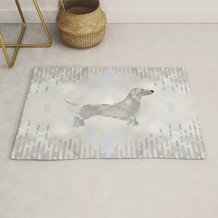 Dachshund dog  - Doxie pearl silhouette Rug Gallery Image 1