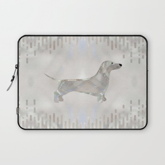 Dachshund dog  - Doxie pearl silhouette Laptop Sleeve Gallery Image 1