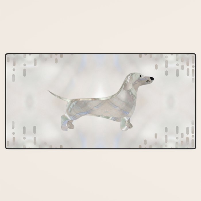 Dachshund dog  - Doxie pearl silhouette Desk Mat Gallery Image 3