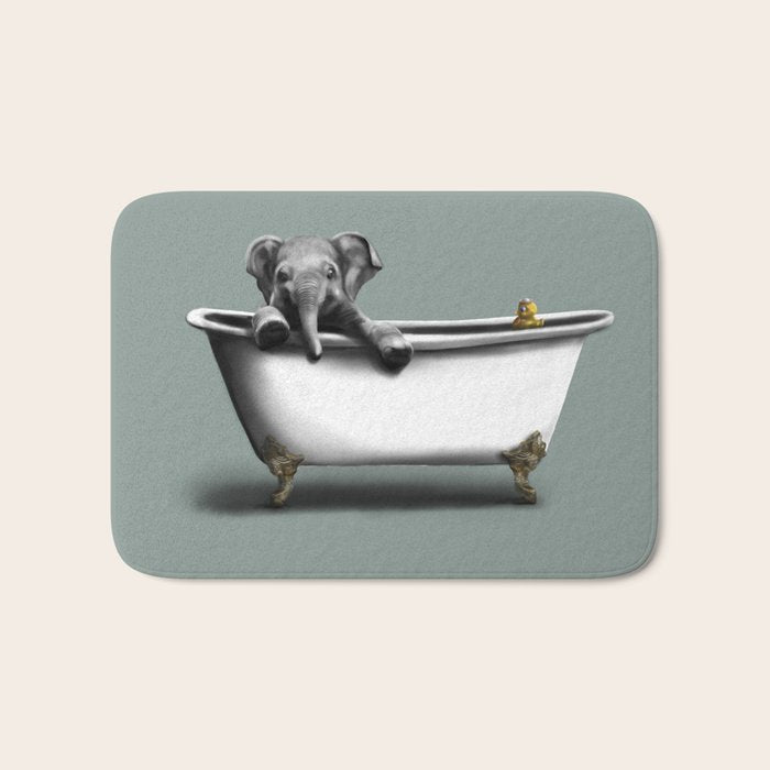 Elephant in Bath Bath Mat Gallery Image 1