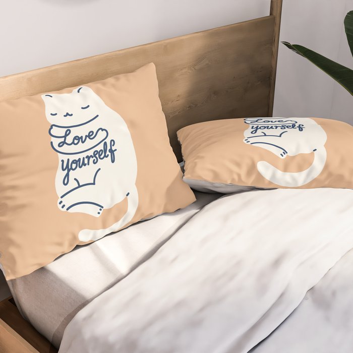 Love Yourself Cat Pillow Sham Gallery Image 2
