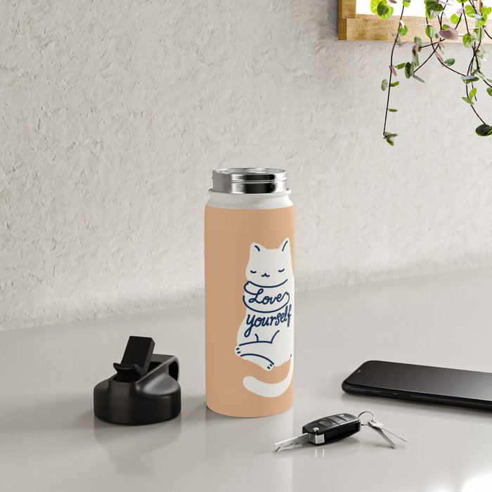 Love Yourself Cat Water Bottle Gallery Image 4