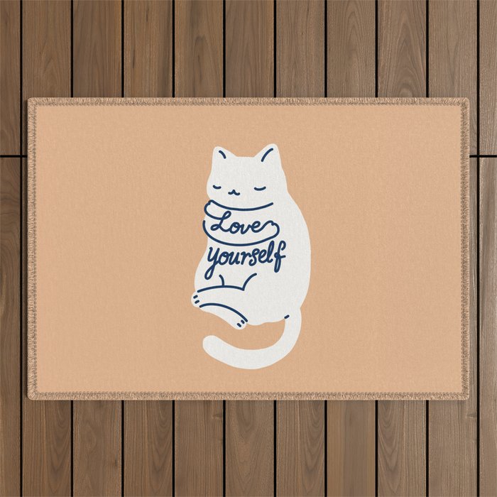 Love Yourself Cat Outdoor Rug Gallery Image 1