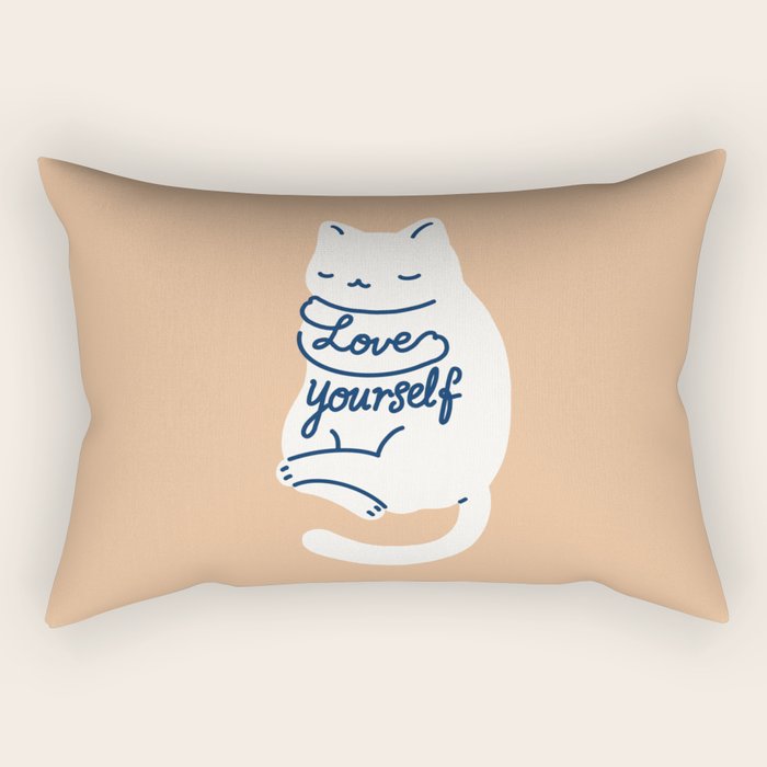 Love Yourself Cat Rectangular Pillow Gallery Image 2