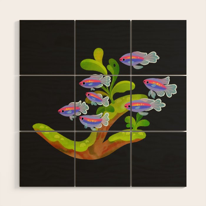 Freshwater fish and plants 1 Wood Wall Art Gallery Image 1