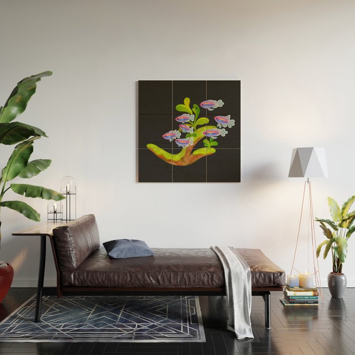Freshwater fish and plants 1 Wood Wall Art Gallery Image 2