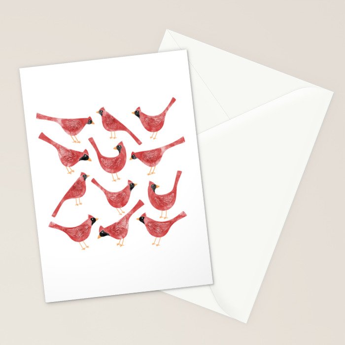 Red  Cardinal Birds Stationery Card Gallery Image 2