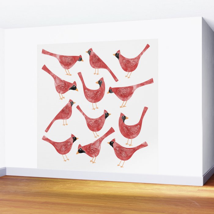 Red  Cardinal Birds Wall Mural Gallery Image 2