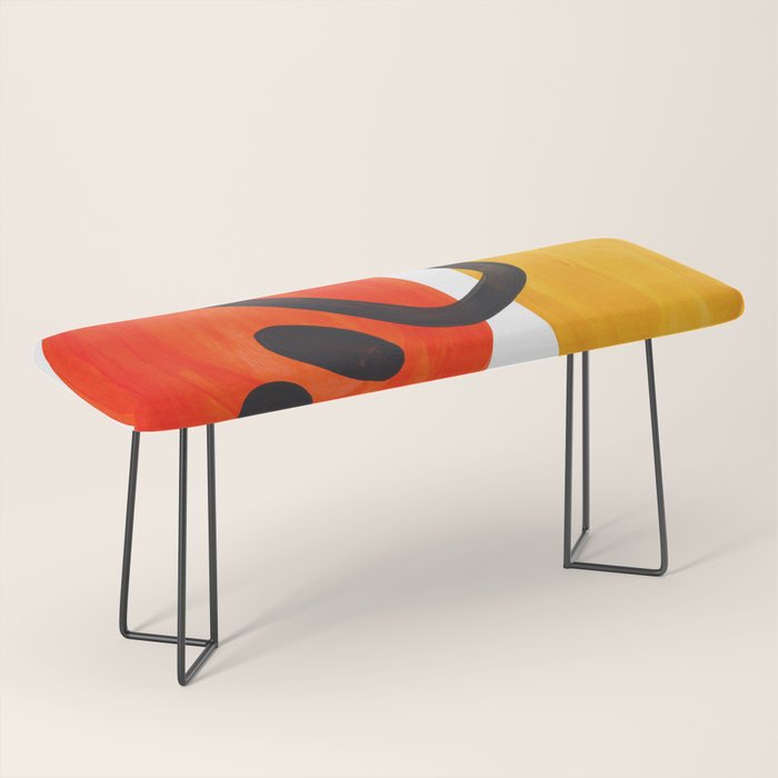 Midcentury Modern Colorful Abstract Pop Art Space Age Fun Bright Orange Yellow Colors Minimalist Bench Gallery Image 1