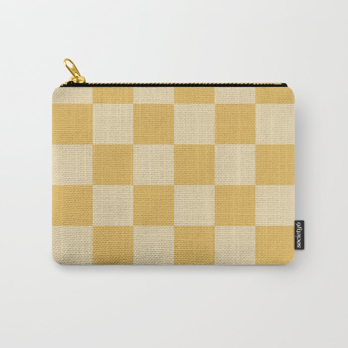 Checkerboard Check Geometric Checked Pattern in Double Mustard Carry All Pouch Gallery Image 1