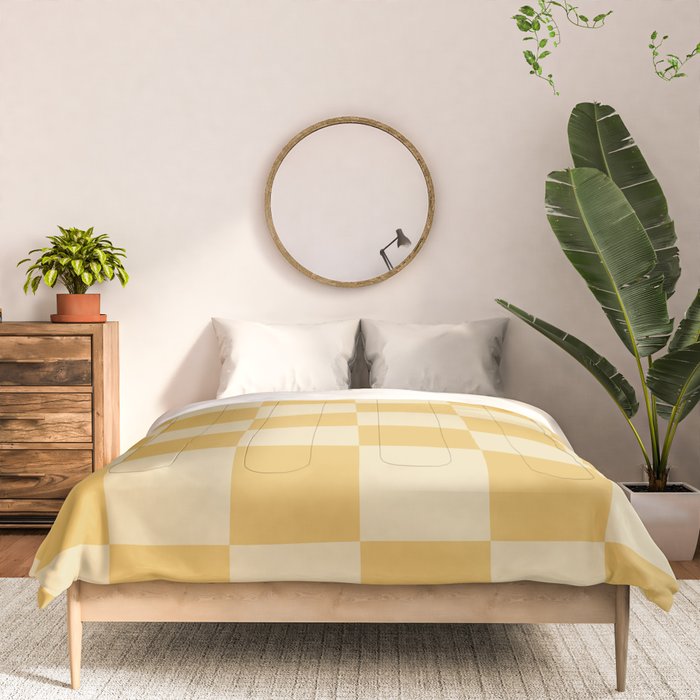 Checkerboard Check Geometric Checked Pattern in Double Mustard Comforter Gallery Image 3