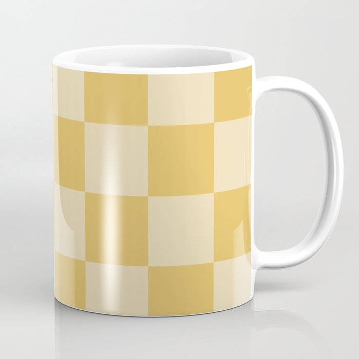 Checkerboard Check Geometric Checked Pattern in Double Mustard Coffee Mug Gallery Image 1