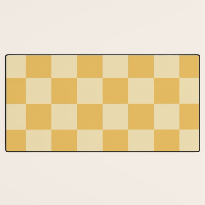 Checkerboard Check Geometric Checked Pattern in Double Mustard Desk Mat Gallery Image 3