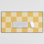 Checkerboard Check Geometric Checked Pattern in Double Mustard Desk Mat Gallery Image 1