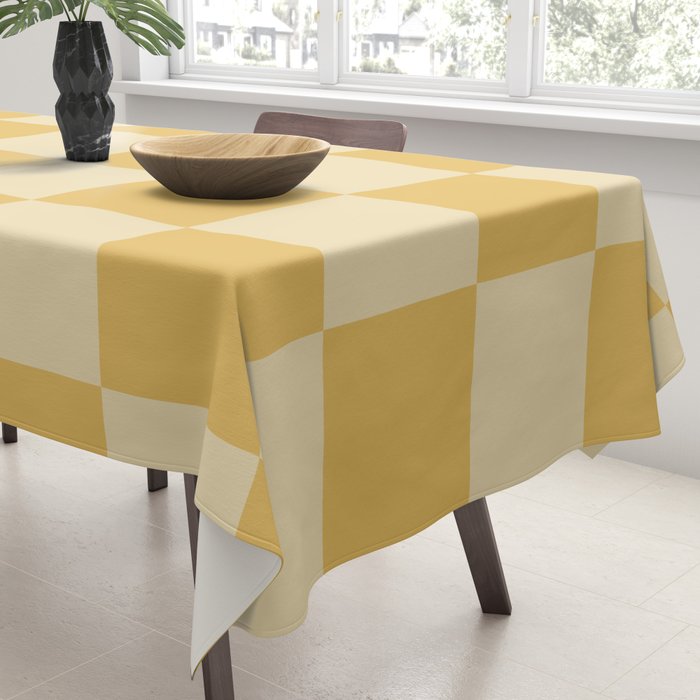 Checkerboard Check Geometric Checked Pattern in Double Mustard Tablecloth Gallery Image 3