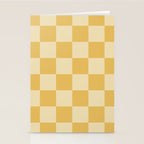 Checkerboard Check Geometric Checked Pattern in Double Mustard Stationery Card Gallery Image 2