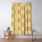 Checkerboard Check Geometric Checked Pattern in Double Mustard Window Curtain Gallery Image 5